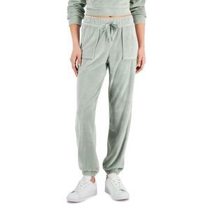 Crave Fame Juniors' Velour Drawstring-Waist Jogger Pants - Desert Sage Size M